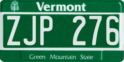 VT license plate ZJP276
