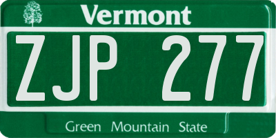 VT license plate ZJP277