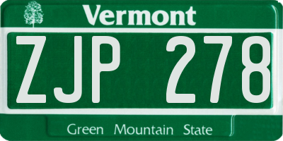 VT license plate ZJP278