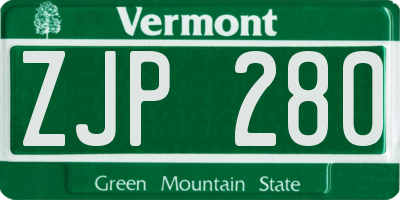 VT license plate ZJP280