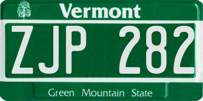 VT license plate ZJP282