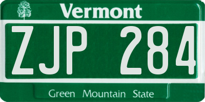 VT license plate ZJP284