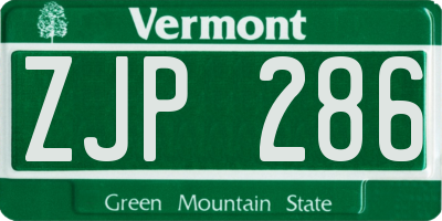 VT license plate ZJP286
