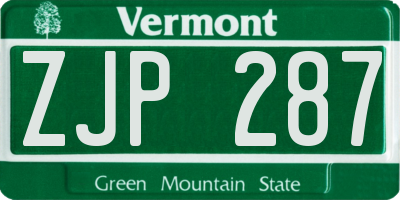 VT license plate ZJP287