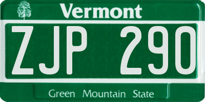 VT license plate ZJP290
