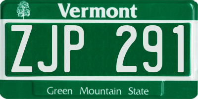 VT license plate ZJP291