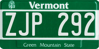 VT license plate ZJP292