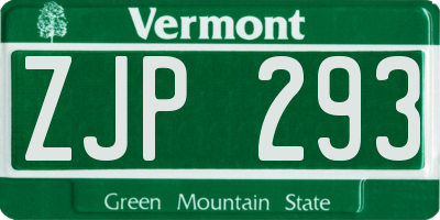 VT license plate ZJP293