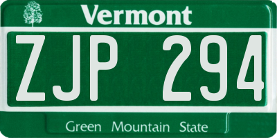 VT license plate ZJP294