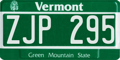 VT license plate ZJP295