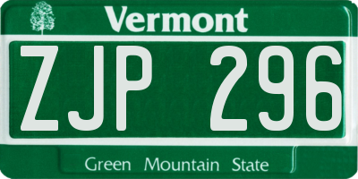 VT license plate ZJP296