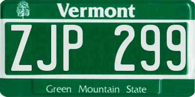 VT license plate ZJP299