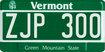 VT license plate ZJP300