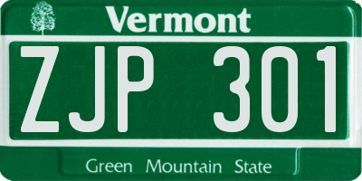 VT license plate ZJP301