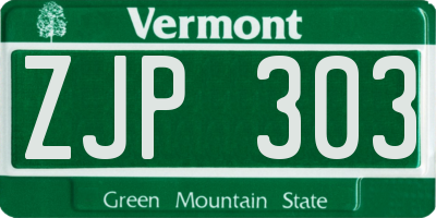 VT license plate ZJP303