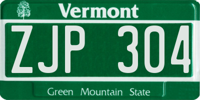 VT license plate ZJP304