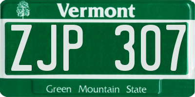 VT license plate ZJP307