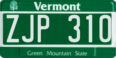 VT license plate ZJP310