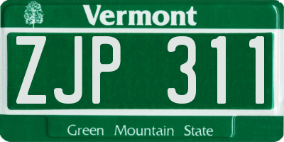 VT license plate ZJP311