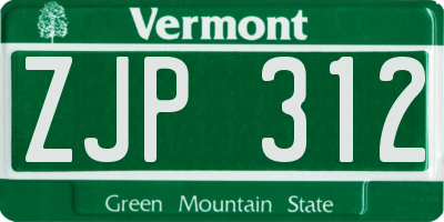 VT license plate ZJP312
