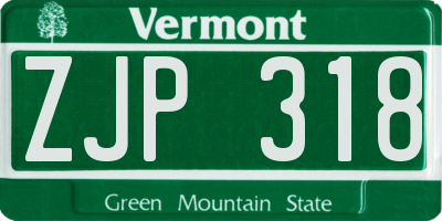 VT license plate ZJP318