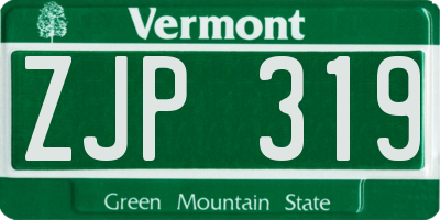 VT license plate ZJP319