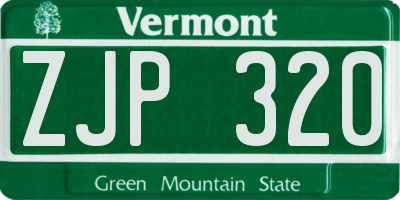 VT license plate ZJP320