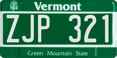 VT license plate ZJP321