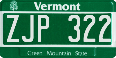 VT license plate ZJP322