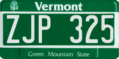 VT license plate ZJP325