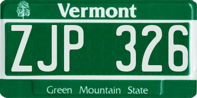 VT license plate ZJP326