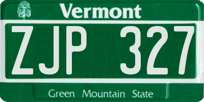VT license plate ZJP327