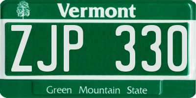 VT license plate ZJP330
