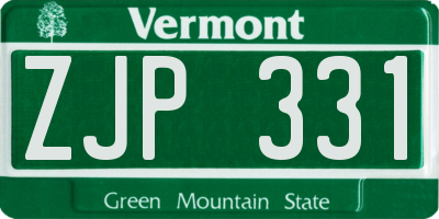 VT license plate ZJP331