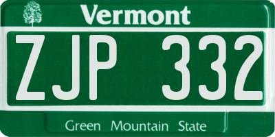 VT license plate ZJP332