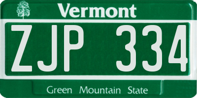 VT license plate ZJP334