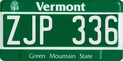 VT license plate ZJP336