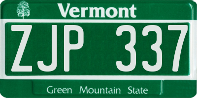 VT license plate ZJP337