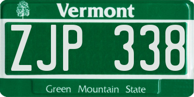 VT license plate ZJP338