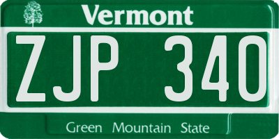 VT license plate ZJP340