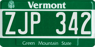 VT license plate ZJP342