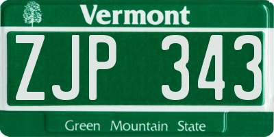 VT license plate ZJP343