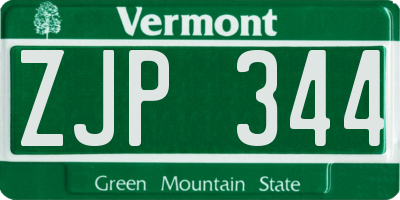 VT license plate ZJP344