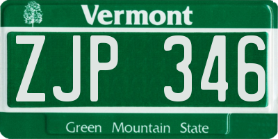 VT license plate ZJP346