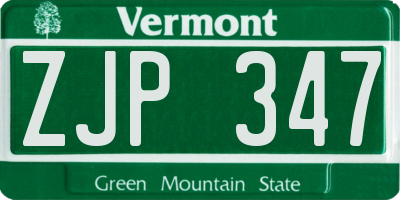 VT license plate ZJP347