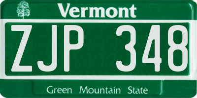 VT license plate ZJP348