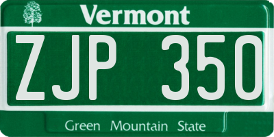 VT license plate ZJP350