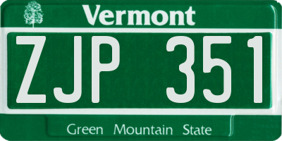 VT license plate ZJP351