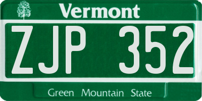 VT license plate ZJP352
