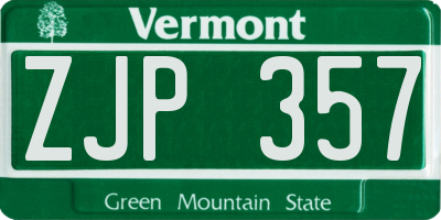 VT license plate ZJP357